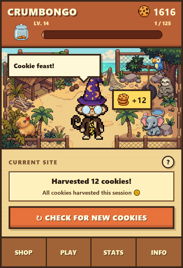 Crumbongo harvesting accessible cookies