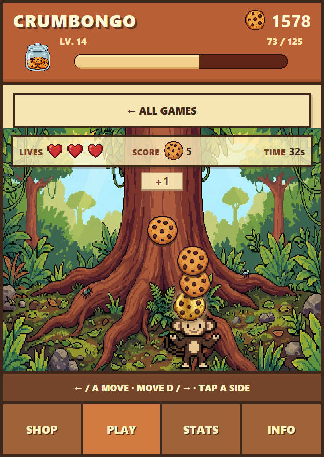 Crumbongo Cookie Stack minigame